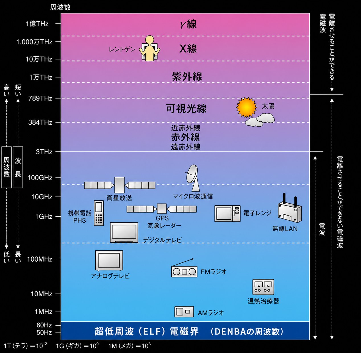 電磁波の種類とDENBA使用域